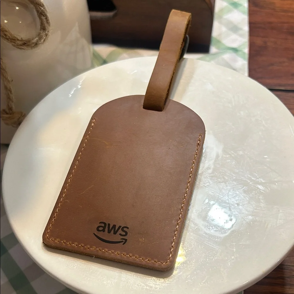 Monogrammed Tan Leather Passport Cover & Luggage Tag Set